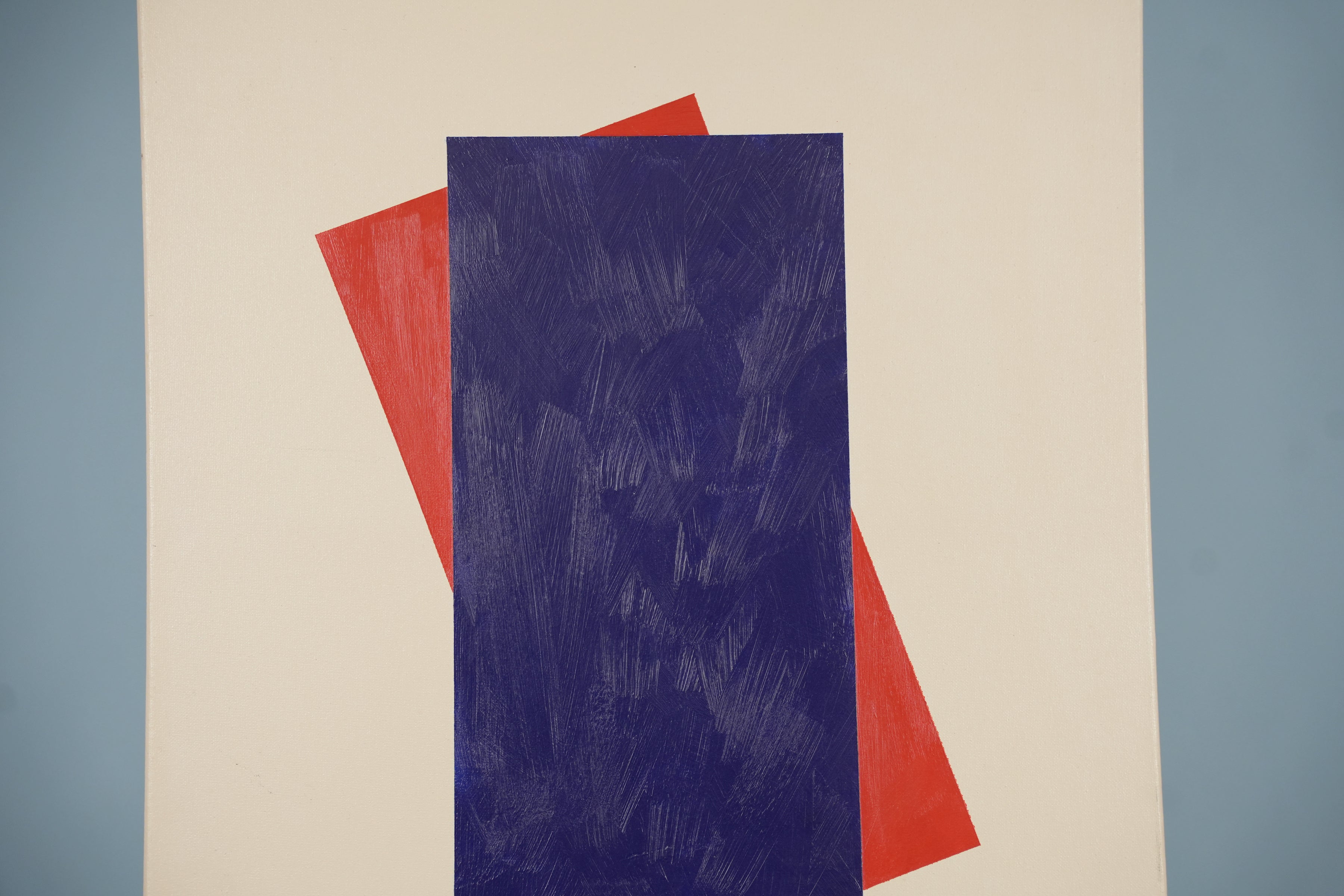 Blue and Red Geometric Painting — detail 1