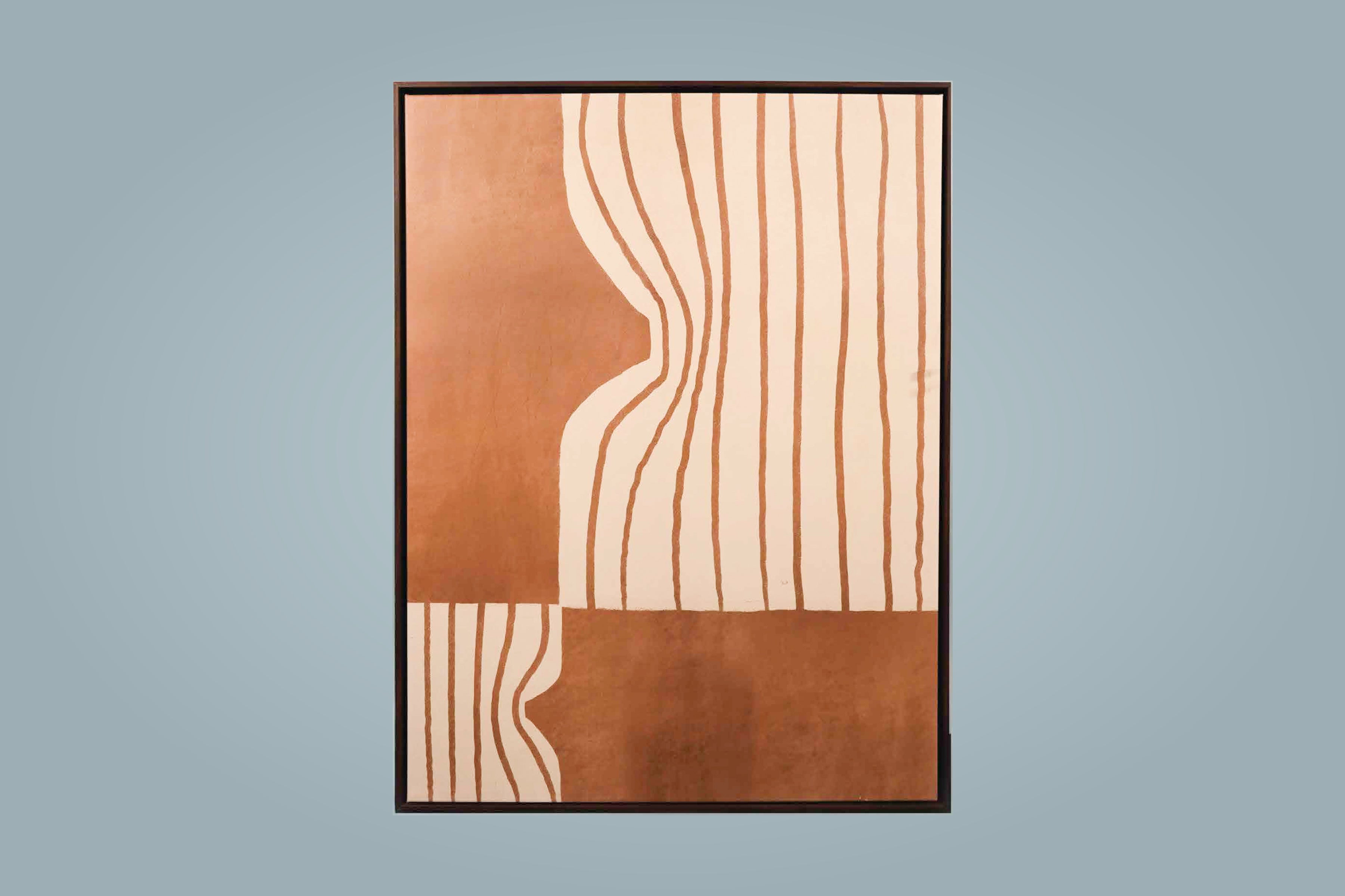 Terracotta Wavy Line Abstract Painting — main view