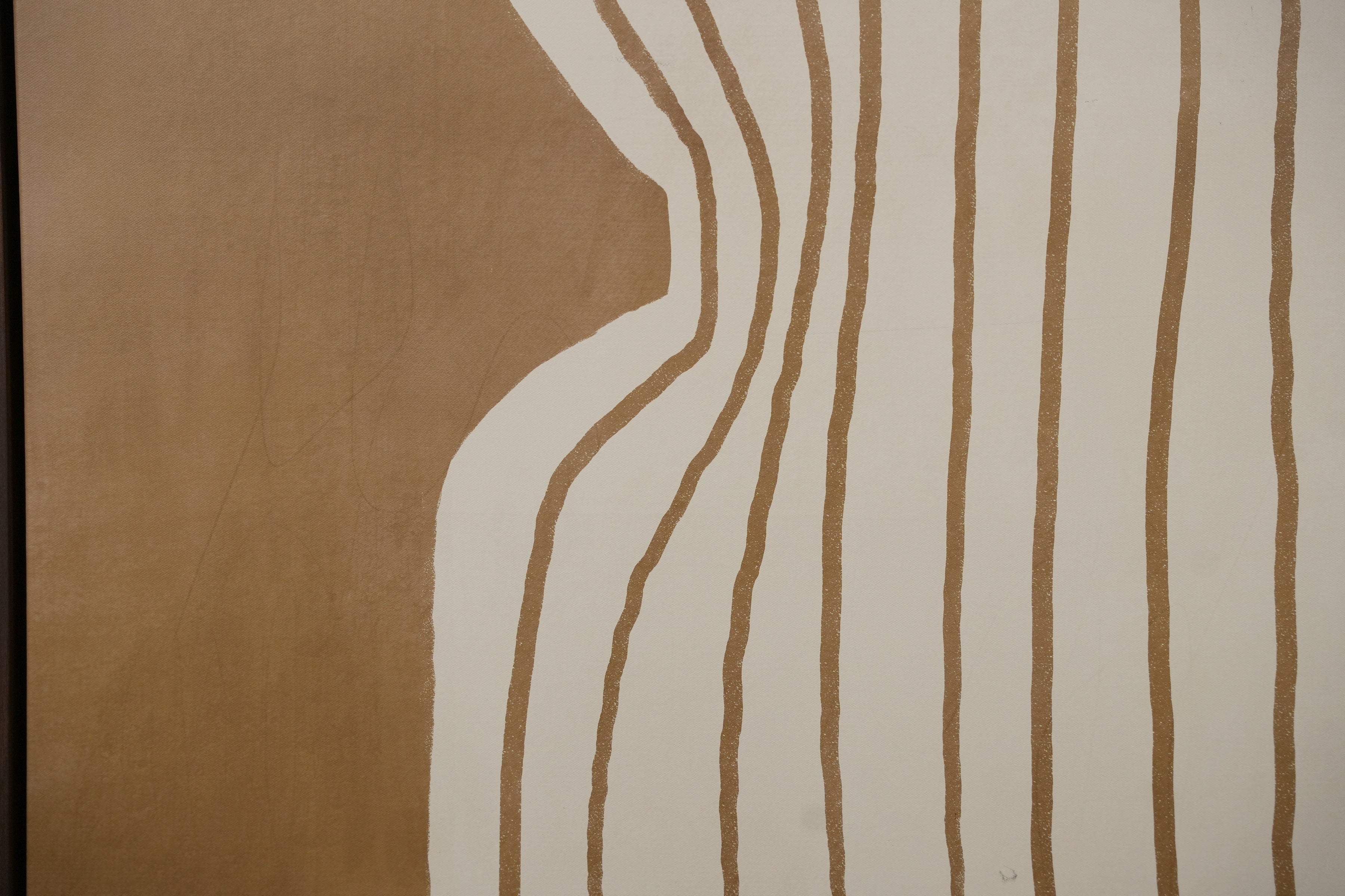 Terracotta Wavy Line Abstract Painting — detail 1
