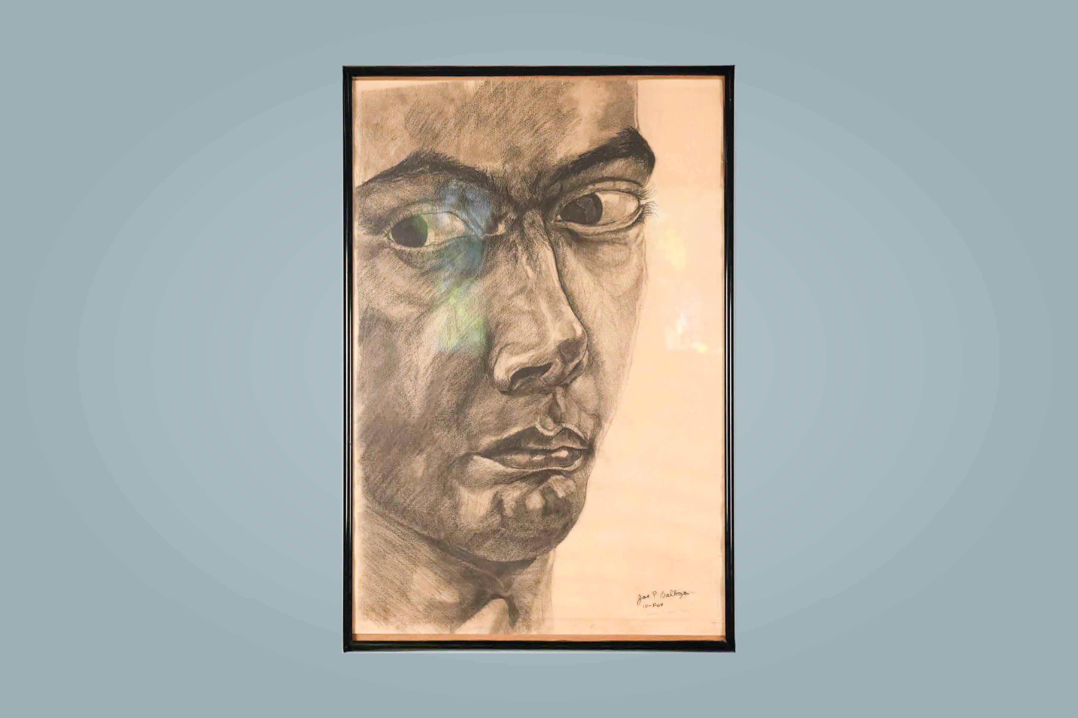 Charcoal Close-Up Portrait, Signed 1964 — main view