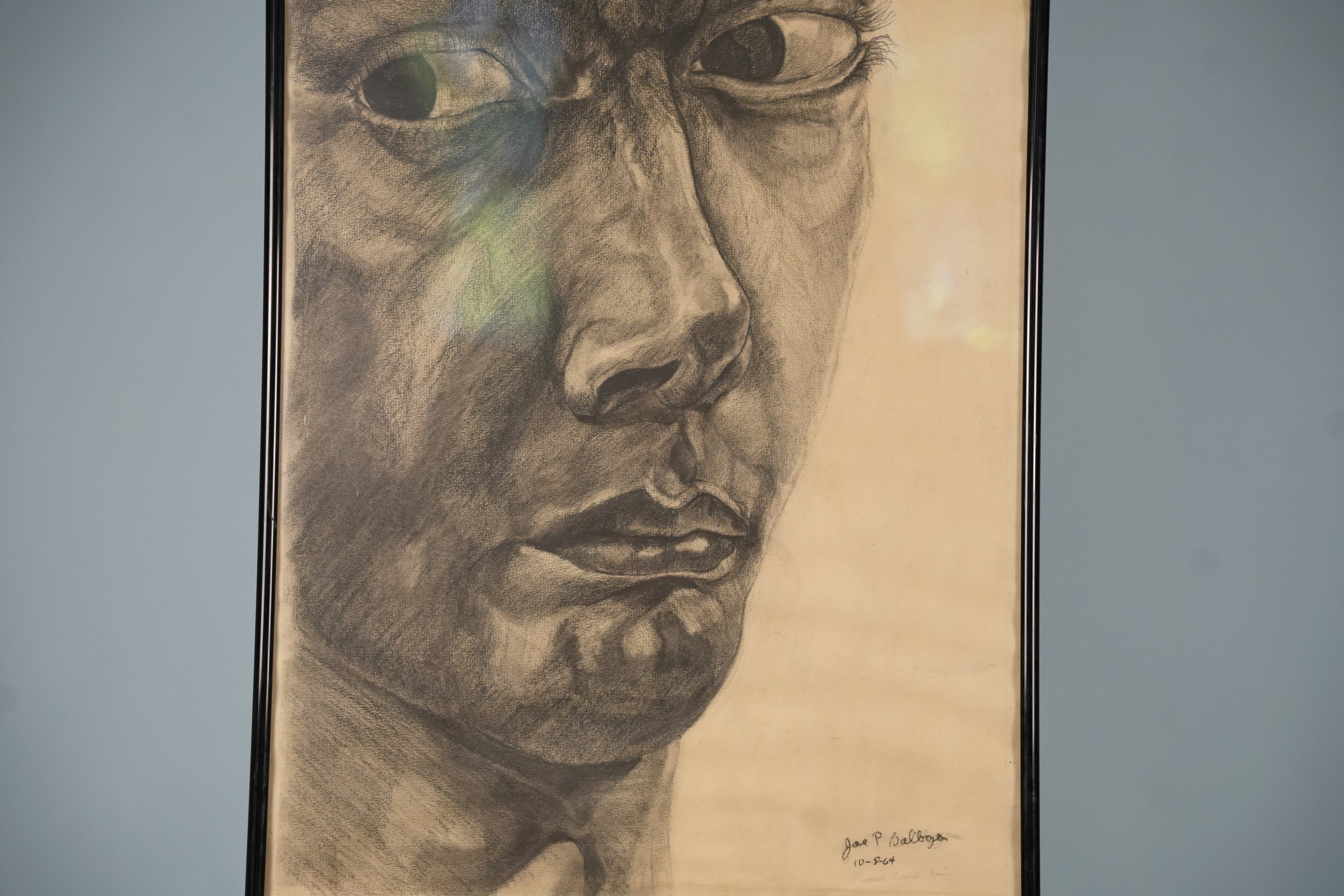 Charcoal Close-Up Portrait, Signed 1964 — detail 1