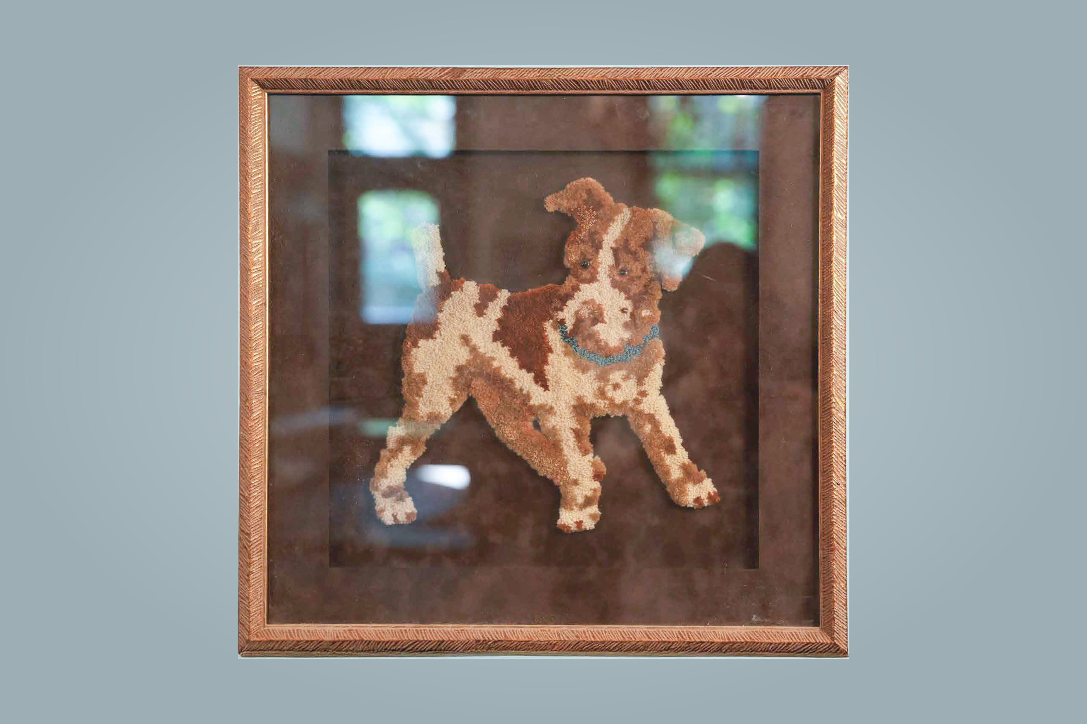 Framed Punch-Needle Terrier Artwork — main view