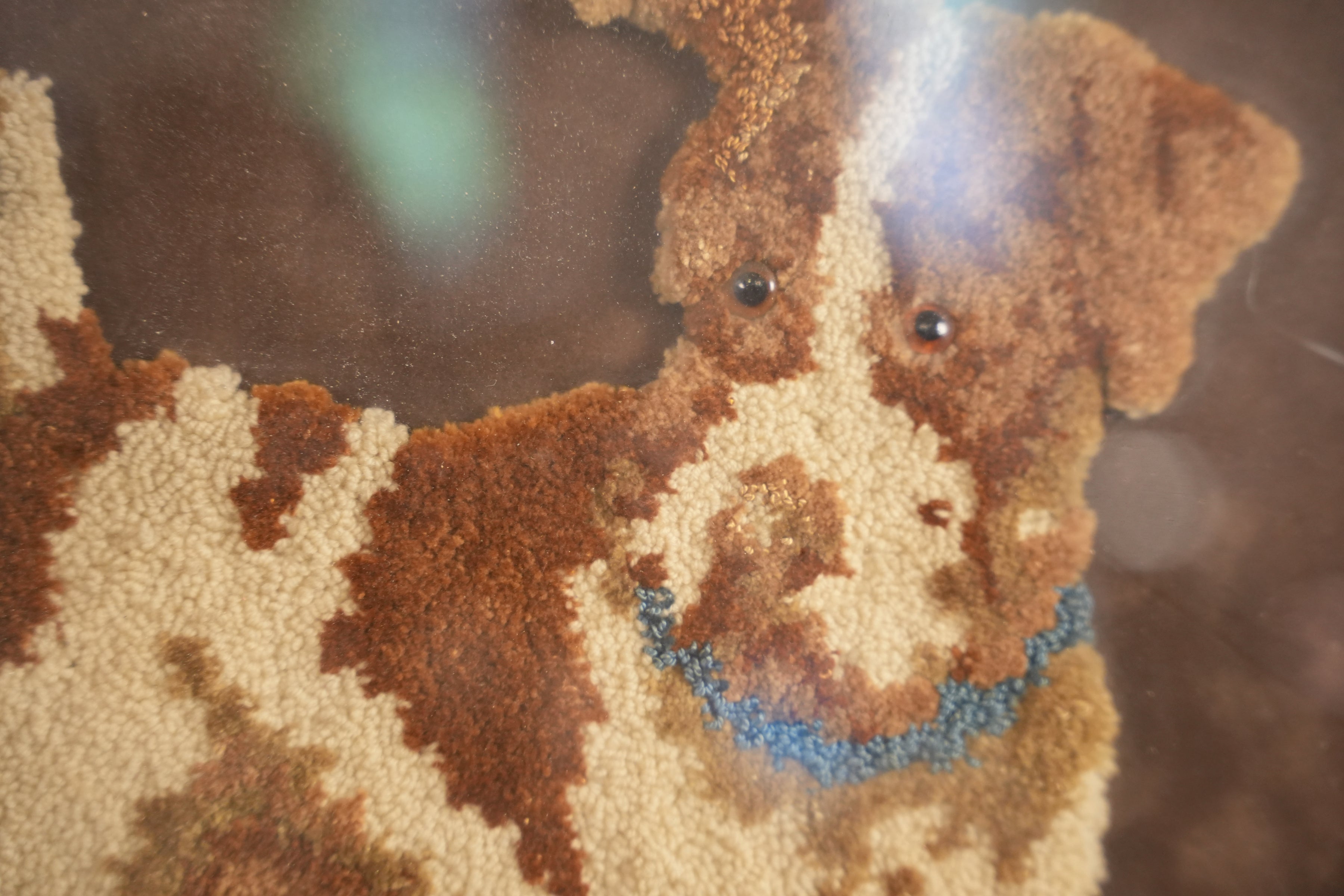 Framed Punch-Needle Terrier Artwork — detail 1