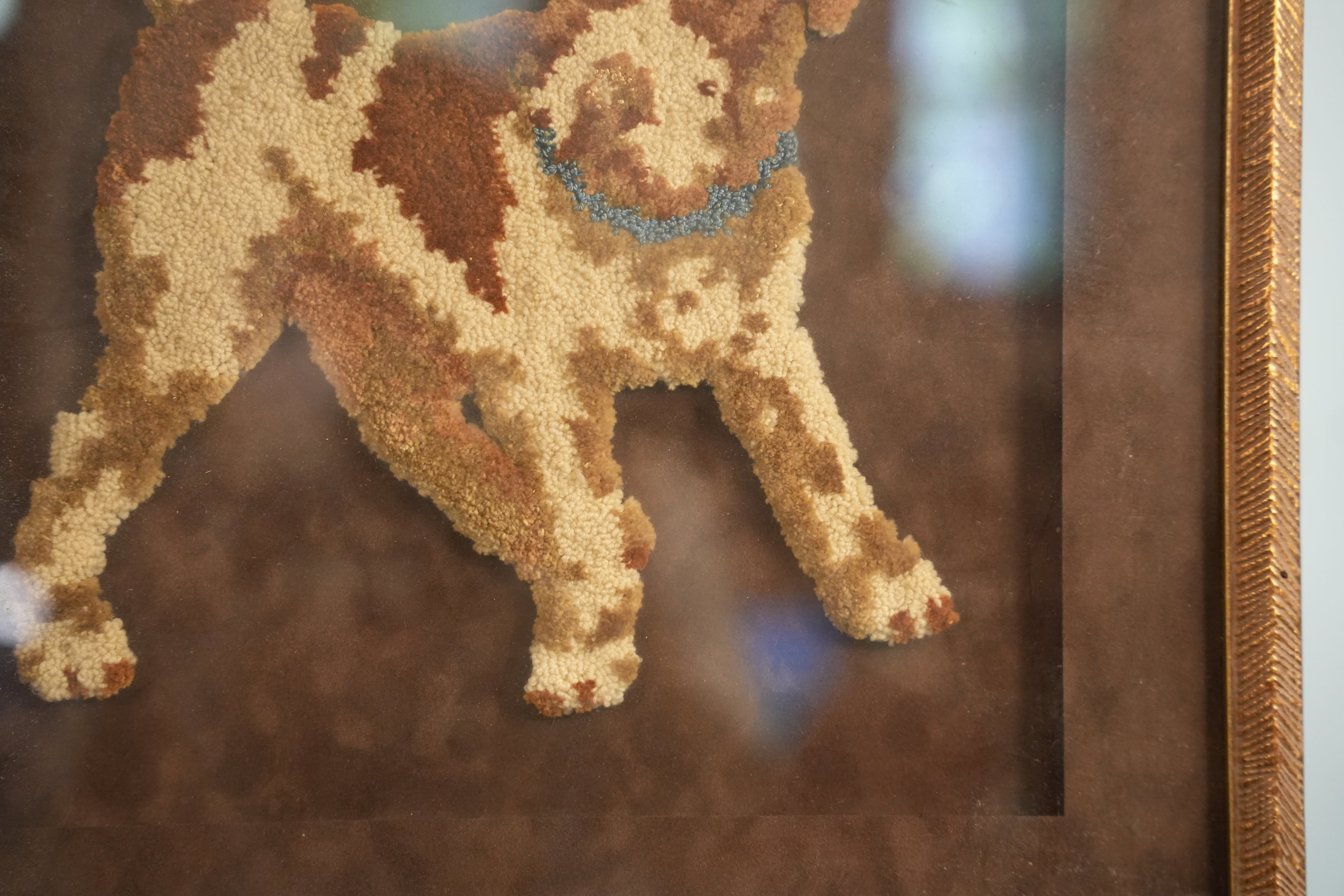 Framed Punch-Needle Terrier Artwork — detail 2