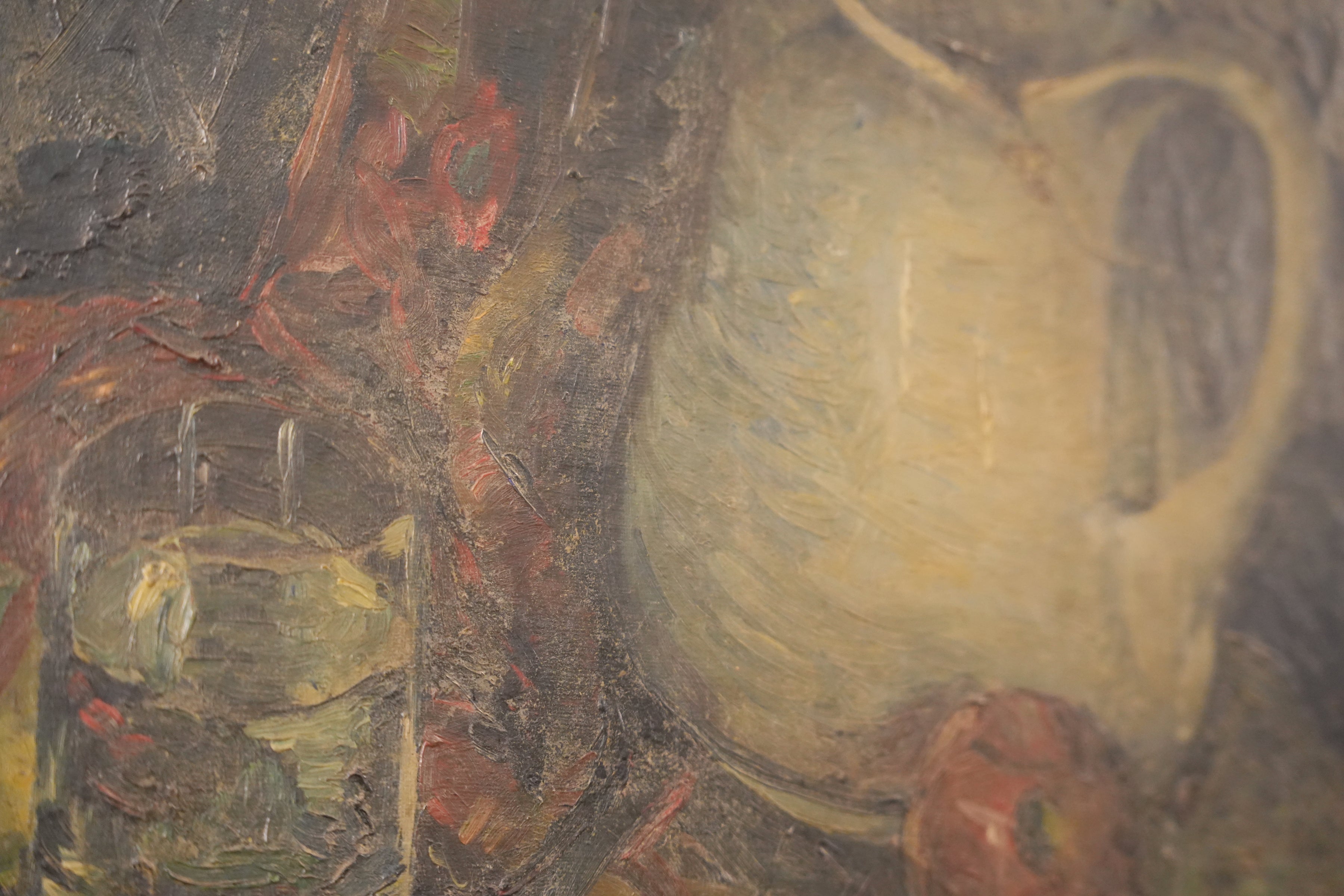 Vintage framed oil painting still life — detail 1