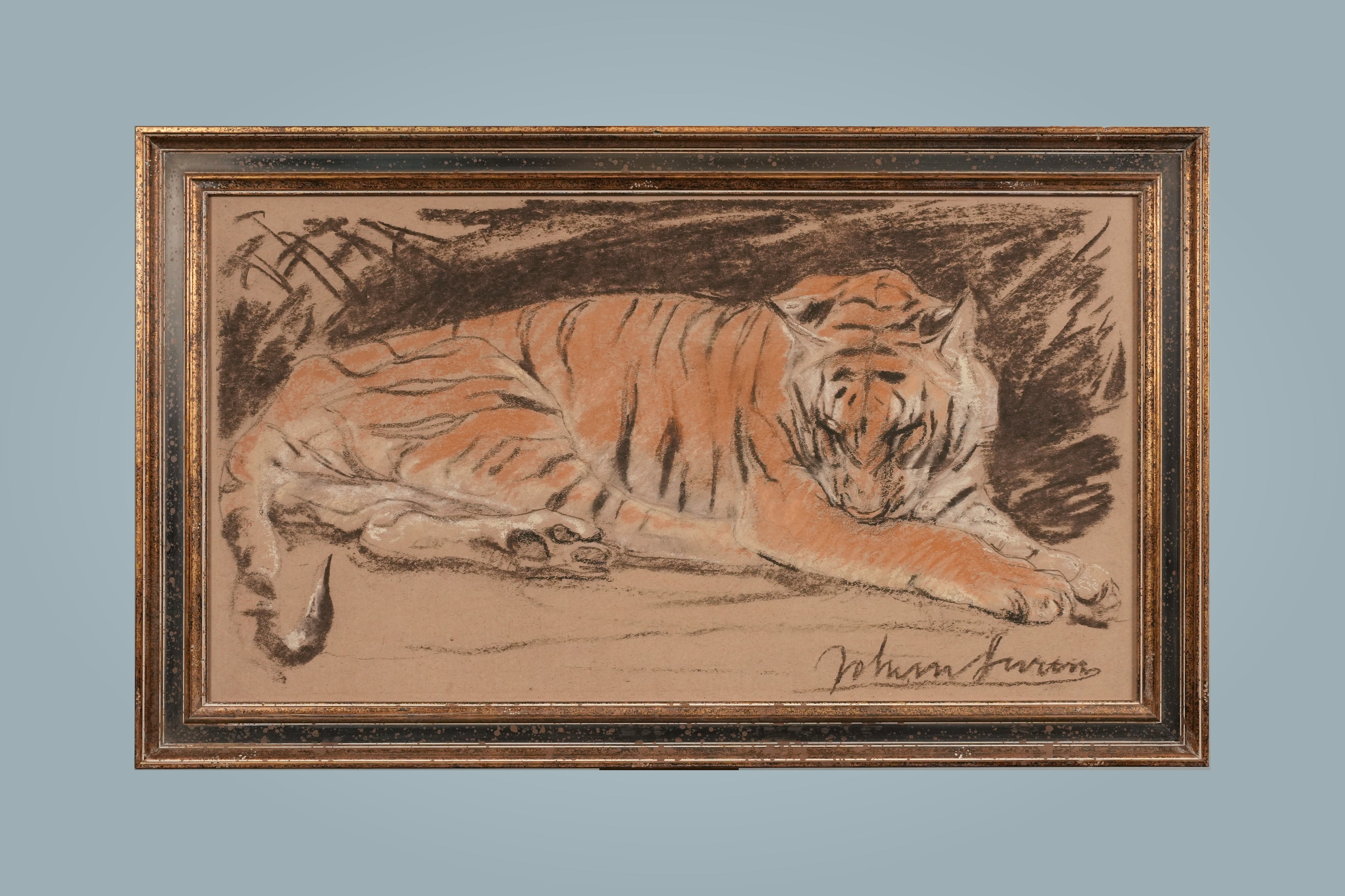 Resting Tiger Pastel Drawing — main view