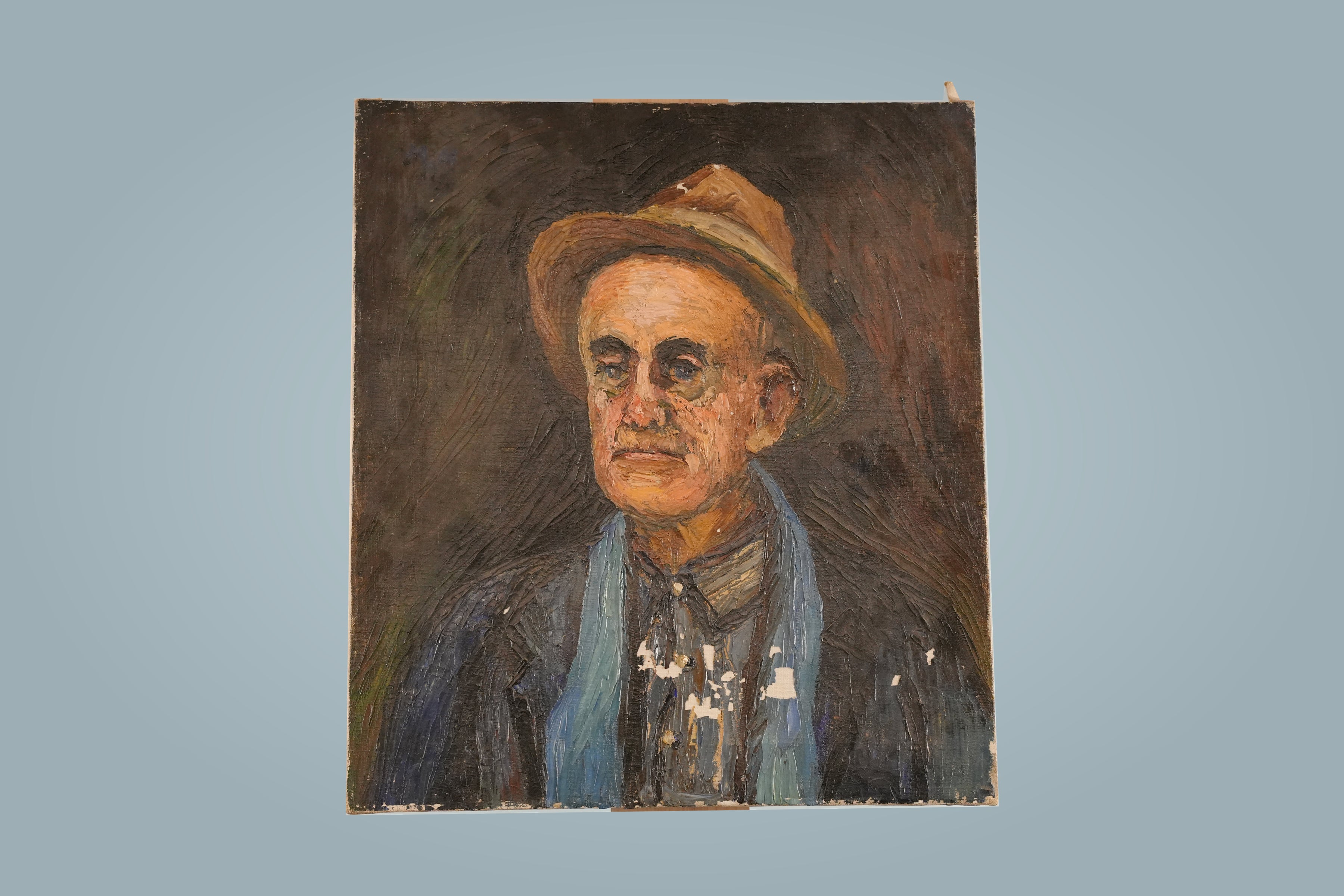 Vintage Oil Painting Prtrait of Man in Hat — main view