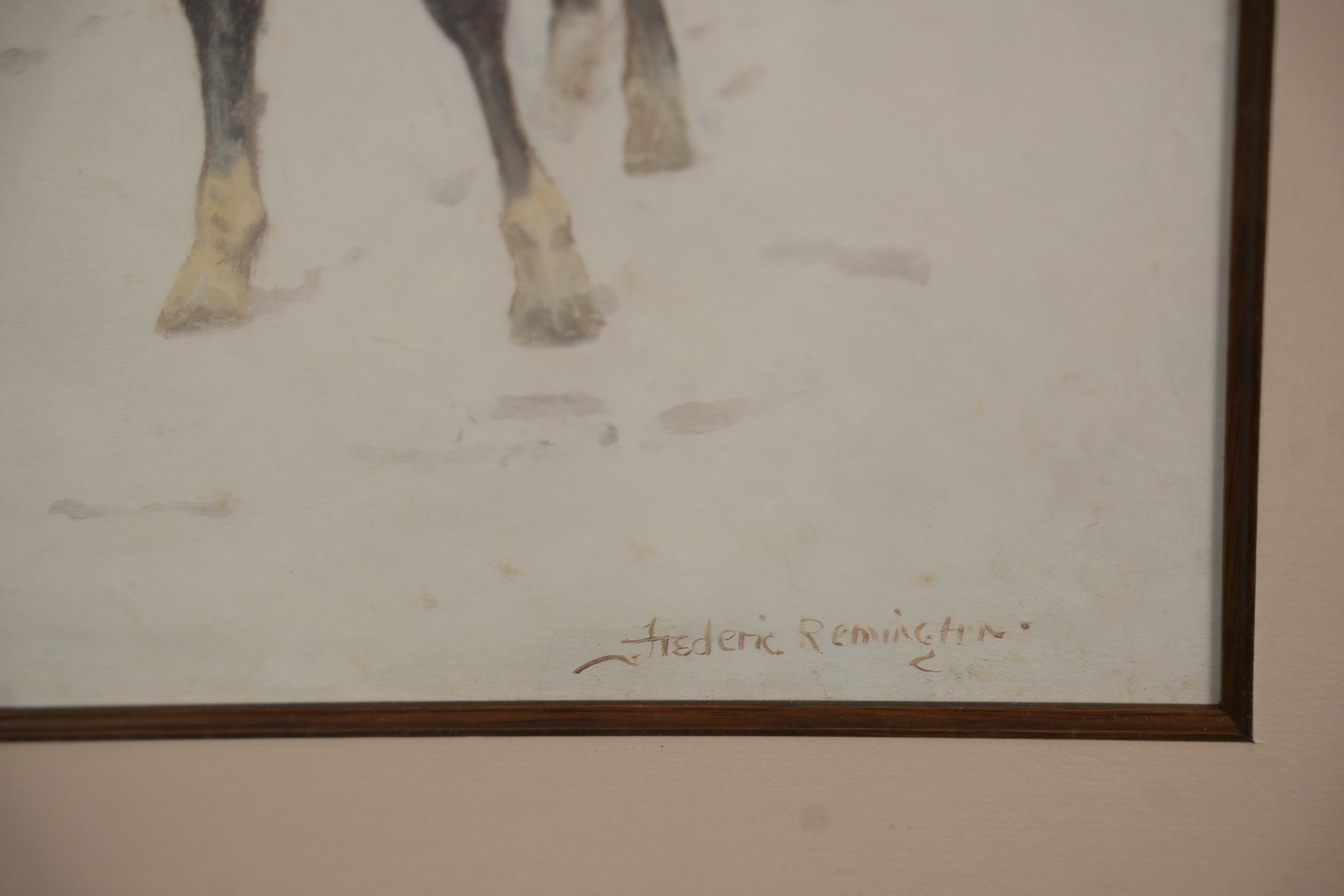 Framed Western Winter Ranch Scene — detail 1